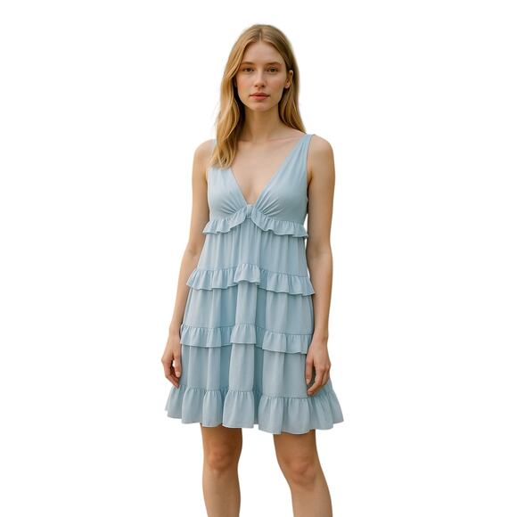 MAC DUGGAL Dress Size 2 Evening Gown Light Blue Mini Sleeveless Powder Blue NEW - Picture 2 of 7